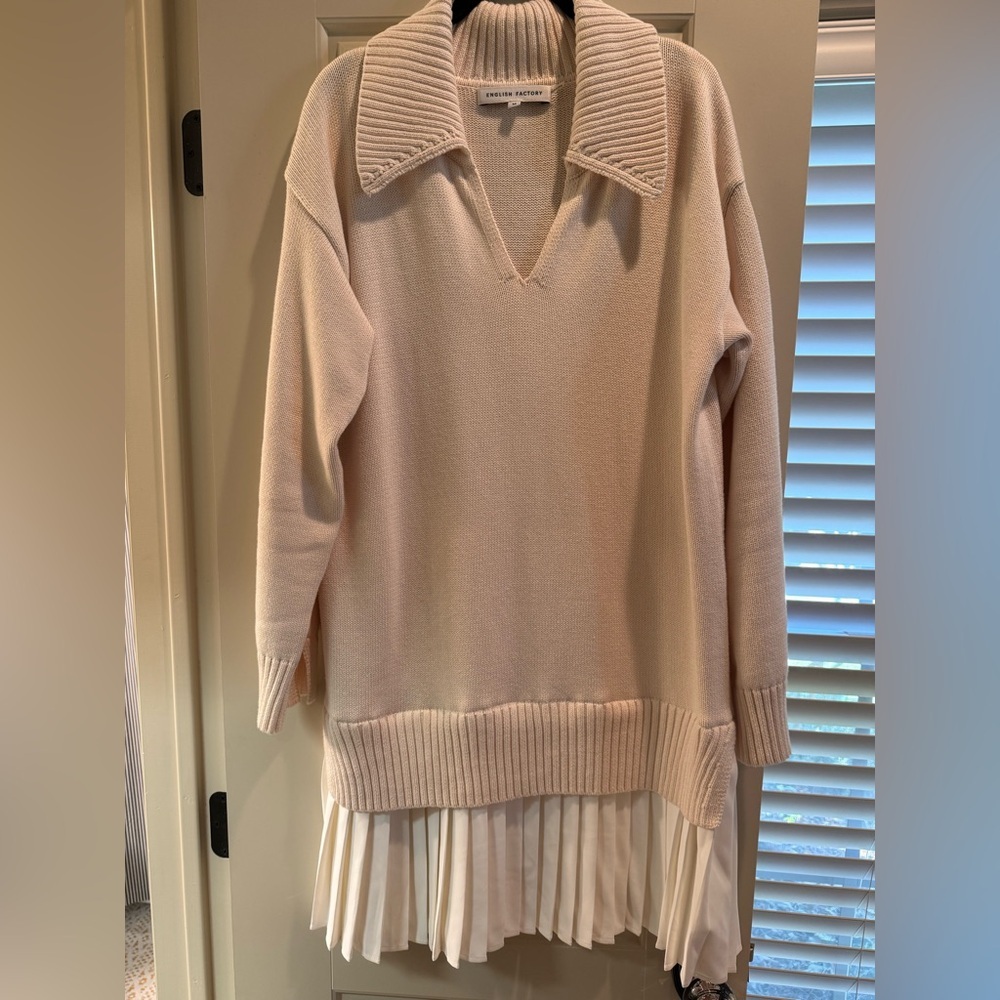 English Factory Cream V-Neck Sweater Dress M 35” length - Picture 3 of 7